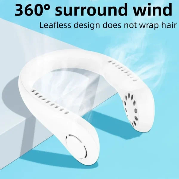 Leafless Hanging Neck Fan With Adjustable Neck Band – Portable Rechargeable Neck Fan – Neck Fan For Summer