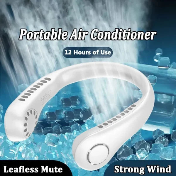 Leafless Hanging Neck Fan With Adjustable Neck Band – Portable Rechargeable Neck Fan – Neck Fan For Summer