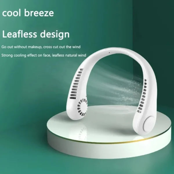 Leafless Hanging Neck Fan With Adjustable Neck Band – Portable Rechargeable Neck Fan – Neck Fan For Summer