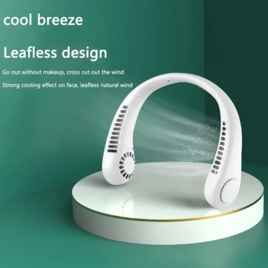 Leafless Hanging Neck Fan With Adjustable Neck Band – Portable Rechargeable Neck Fan – Neck Fan For Summer